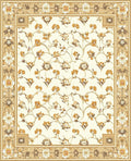 Cream Floral Vine Scroll Border Design Rug