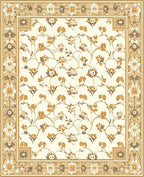 Cream Floral Vine Scroll Border Design Rug
