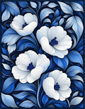 White Blue Floral Pattern Rug