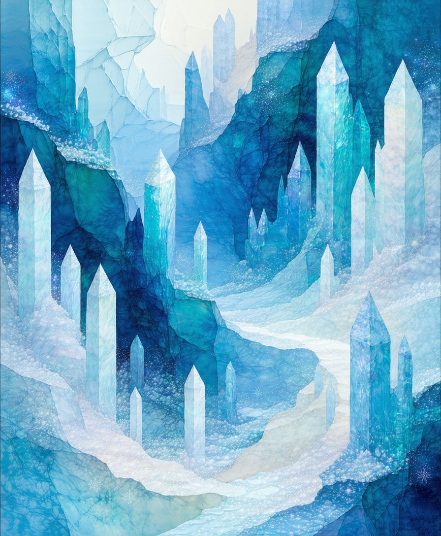 Crystal Shards Icy Peaks Rug