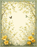 Yellow Floral Archway with Butterflies Rug