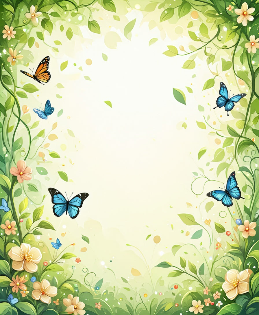 Whimsical Garden Butterflies Flowers Rug