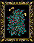 Ornate Peacock Feather Art Nouveau Rug
