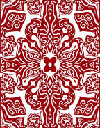 Elegant Red Floral Mandala Design Rug