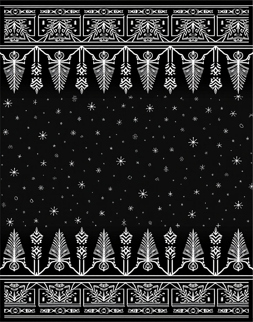 Black White Folk Art Snowflakes Rug