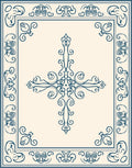 Elegant Dark Blue Scrollwork Pattern Rug