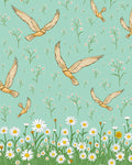 Birds and Meadow Floral Pattern Rug
