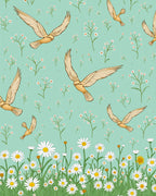 Birds and Meadow Floral Pattern Rug