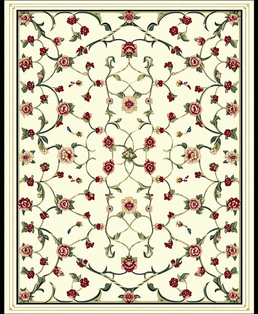 Intricate Floral Vine Pattern Rug