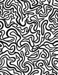 Abstract Black Wavy Pattern Rug