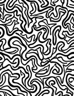 Abstract Black Wavy Pattern Rug