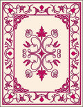 Elegant Burgundy Floral Scrollwork Design Rug