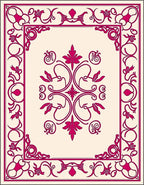 Elegant Burgundy Floral Scrollwork Design Rug