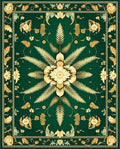 Emerald Green Floral Art Nouveau Rug