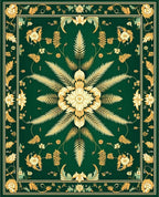 Emerald Green Floral Art Nouveau Rug