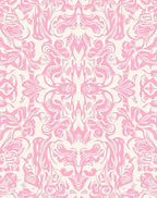Ethereal Pink Swirl Damask Pattern Rug
