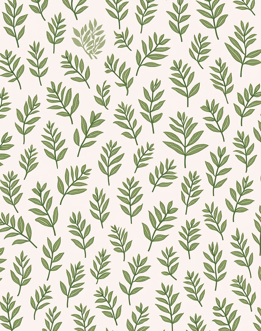 Earthy Green Leaf Pattern Rug