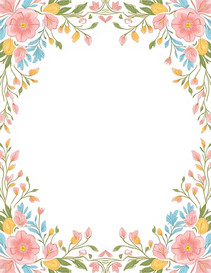 Spring Floral Border Pattern Rug