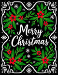 Festive Red Holly Christmas Wreath Rug