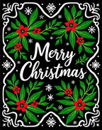 Festive Red Holly Christmas Wreath Rug