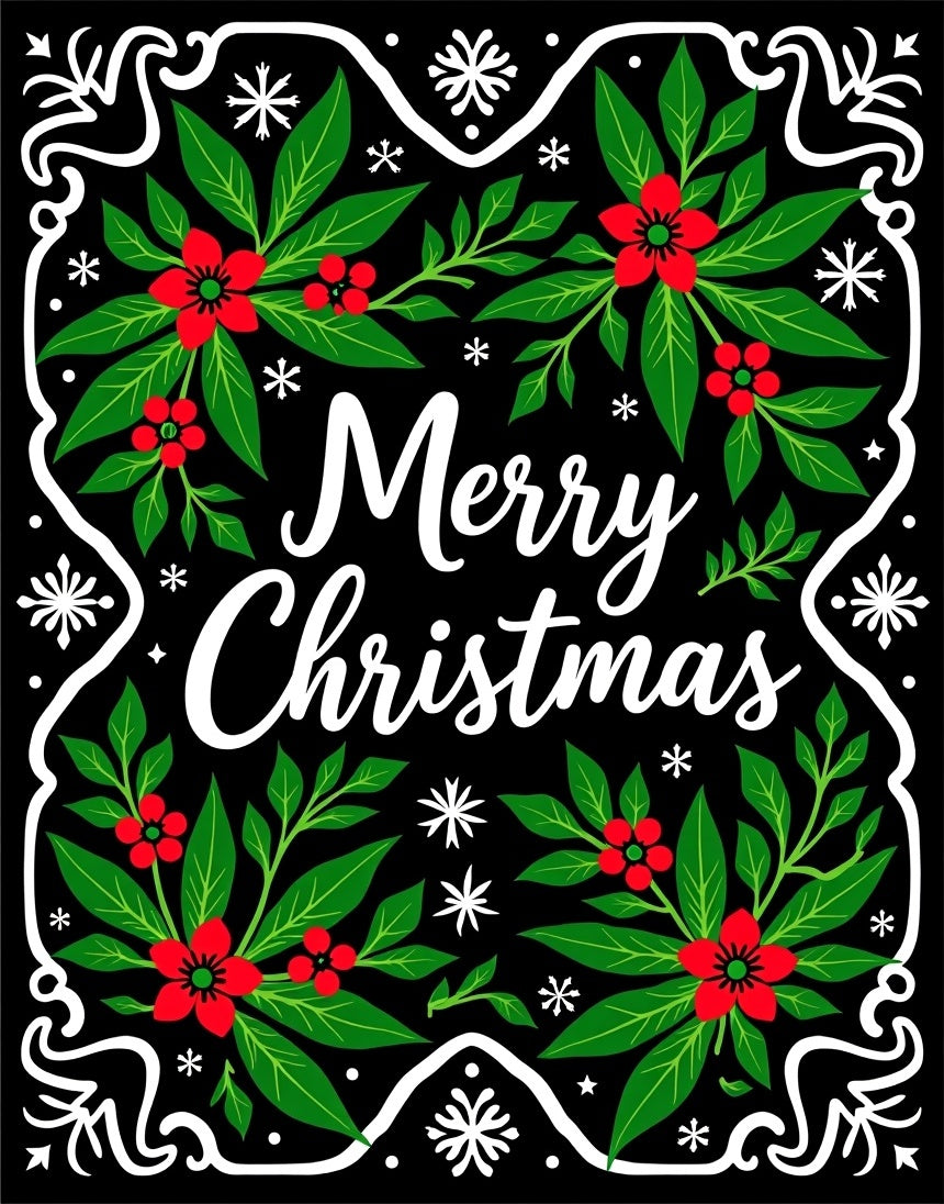 Festive Red Holly Christmas Wreath Rug
