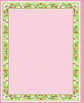 Pastel Pink Floral Vine Border Rug