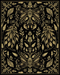 Golden Floral Vine Art Rug