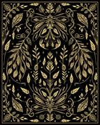 Golden Floral Vine Art Rug