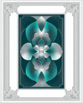 Art Deco Floral Teal Silver Design Rug