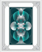 Art Deco Floral Teal Silver Design Rug