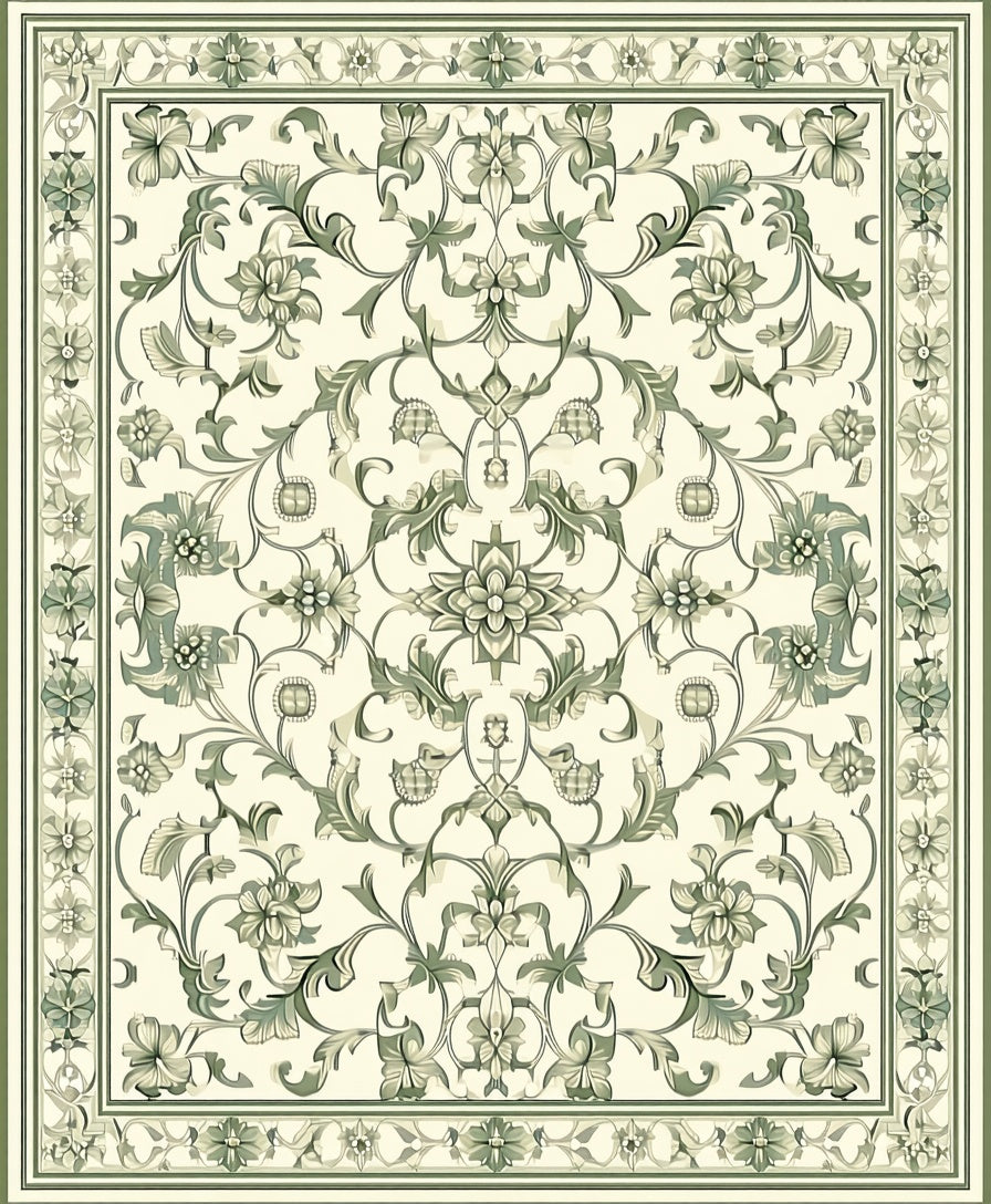 Classic Floral Damask Pattern Rug