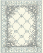 Light Blue Floral Arch Pattern Rug
