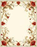 Floral Vine With Red Flowers Rug