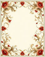 Floral Vine With Red Flowers Rug