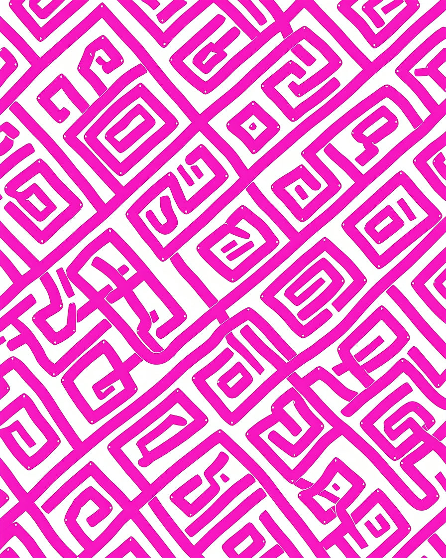 Bold Pink Geometric Line Art Pattern Rug
