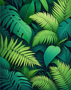 Tropical Green Leaf Pattern Rug