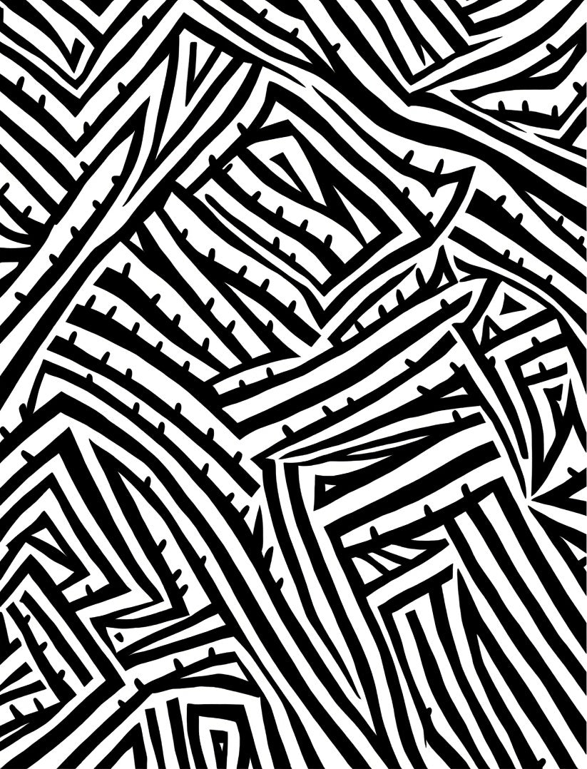 Bold Black White Abstract Lines Rug