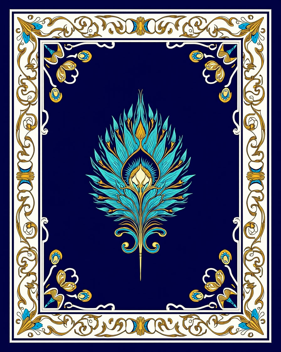 Art Nouveau Peacock Feather Design Rug