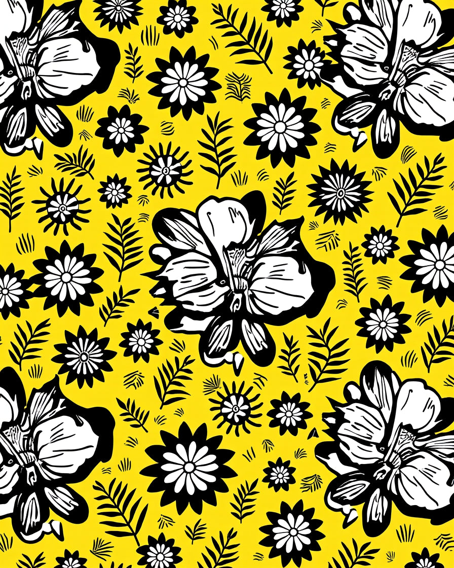 Bold Blossom and Leaf Pattern Rug