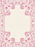 Ornate Pink Floral Scroll Border Rug