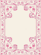 Ornate Pink Floral Scroll Border Rug