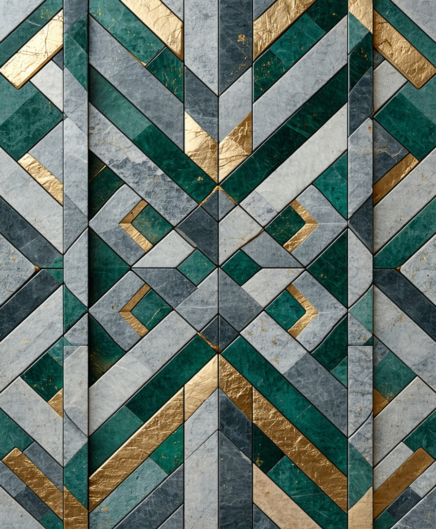 Emerald Gold Geo Blocks Rug
