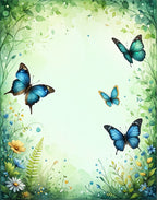 Watercolor Meadow Butterfly Art Rug