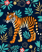 Tropical Tiger Amidst Vibrant Flora Rug