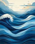 Abstract Blue Ocean Wave Pattern Rug