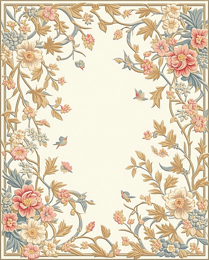 Floral Vine With Birds Design Rug