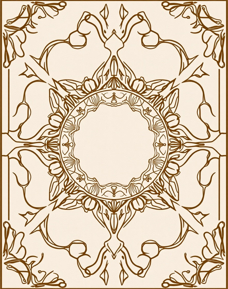 Ornate Floral Art Nouveau Pattern Rug