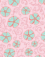 Delicate Aqua Floral Swirl Pattern Rug