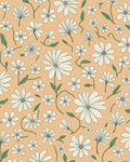 White Daisy Patterned Peach Rug