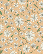 White Daisy Patterned Peach Rug